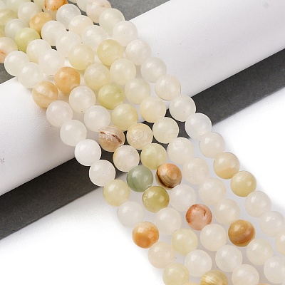 Natural Green Banded Calcite(Afghan Jade) Beads Strands G-B130-6mm-01-1