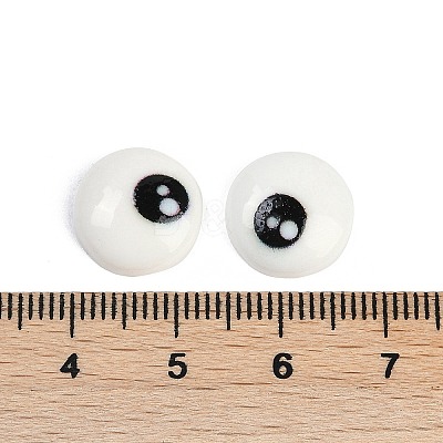 White and Black Flat Round Cartoon Resin Cabochons LS-CRES-Q009-01G-1