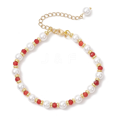 Shell Pearl & Dyed Natural Malaysia Jade Round Beaded Bracelets for Women BJEW-JB12031-01-1