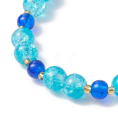 Spray Painted Crackle Glass Beads Stretch Bracelets for Women BJEW-MZ00201-01-1