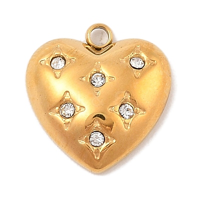 304 Stainless Steel Micro Pave Cubic Zirconia Pendants Ion Plating(IP) STAS-S131-15G-1