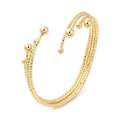 Rack Plating Brass Round Ball Cuff Bangle for Women BJEW-M298-10G-1