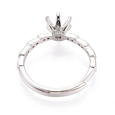 Rhodium Plated 925 Sterling Silver Micro Pave Cubic Zirconia Engagement Solitaire Ring Settings STER-N016-77P-1