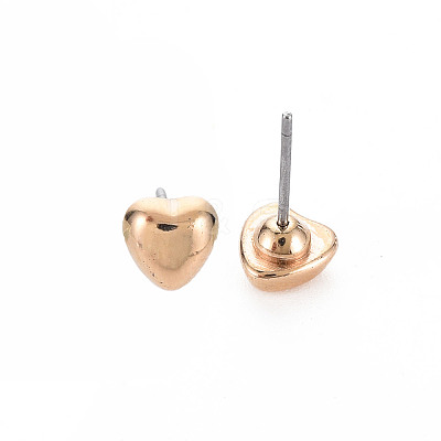 Heart Stud Earrings for Women EJEW-S213-02A-01G-RS-1