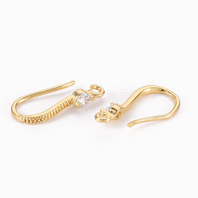 Brass Micro Pave Clear Cubic Zirconia Earring Hooks ZIRC-S068-007-NF-1