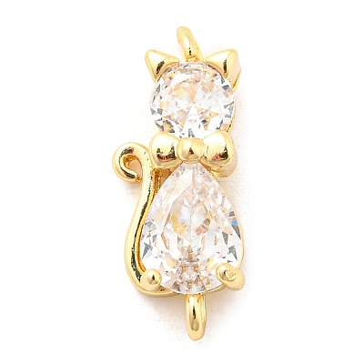 Brass Micro Pave Cubic Zirconia Kitten Links Connectors ZIRC-G157-50G-1