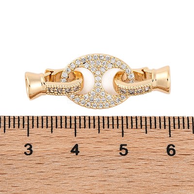 Brass Pave Clear Cubic Zirconia Fold Over Clasps KK-Z066-01G-1