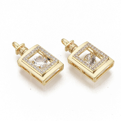 Brass Micro Pave Clear Cubic Zirconia Pendants X-ZIRC-T011-17G-NF-1