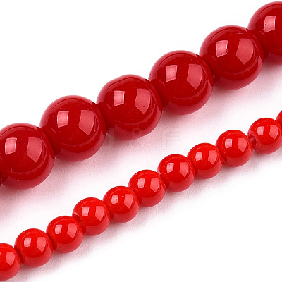 Opaque Solid Color Glass Beads Strands GLAA-T032-P4mm-04-1