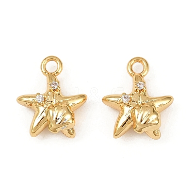 Ocean Theme Brass Micro Pave Cubic Zirconia Charms KK-F902-08F-G-1
