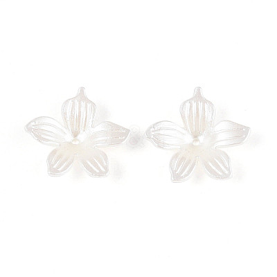 5-Petal ABS Plastic Imitation Pearl Acrylic Bead Caps OACR-ZX006-13-1
