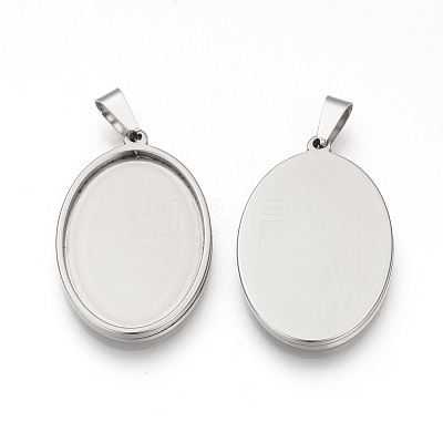 Tarnish Resistant 201 Stainless Steel Pendant Cabochon Settings STAS-S073-10P-1