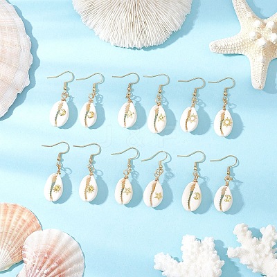 Shell Shape Dangle Earrings EJEW-JE06415-1