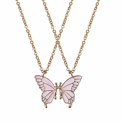2Pcs Iron Matching Butterfly Pendant Necklaces for Mother Daughter Friends JN1034A-1-1
