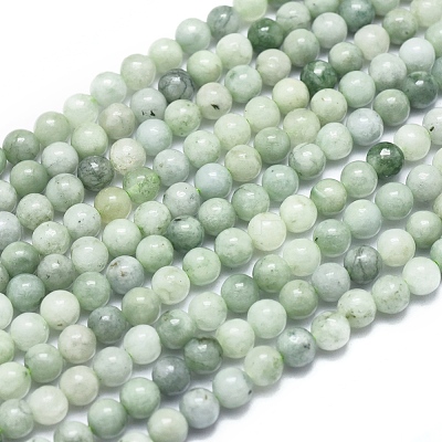 Natural Myanmar Jade/Burmese Jade Beads Strands G-D0001-08-4mm-1