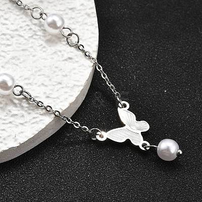 304 Stainless Steel Butterfly Link Bracelets BJEW-C098-01A-P-1