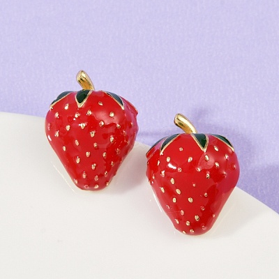 Brass Enamel Stud Earrings EJEW-F895-24B-G-1