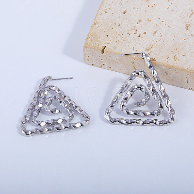 Triangle Spiral Pattern Brass Stud Earrings FT5549-1