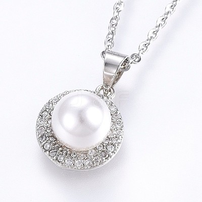 Brass Micro Pave Cubic Zirconia Pendant Necklaces NJEW-H486-16P-1