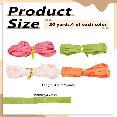 20 Yards 4 Colors Single Face Solid Color Satin Ribbon SRIB-LP0001-23-1