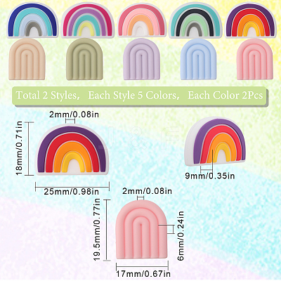 20Pcs 10 Styke Food Grade Eco-Friendly Silicone Beads SIL-SC0001-28-1
