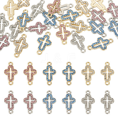 24Pcs 6 Colors Alloy Rhinestone Connector Charms FIND-TA0008-75-1