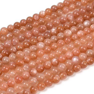 Natural Sunstone Beads Strands G-P621-6mm-01-1