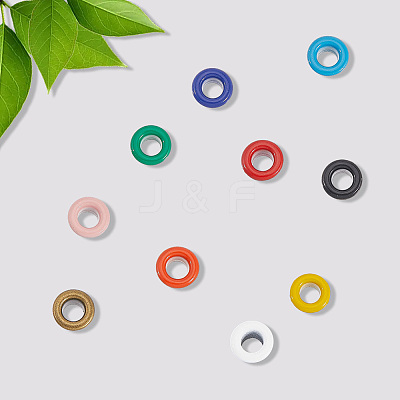 200 Sets 10 Colors Iron Grommet Eyelet Findings SCRA-GF0001-10B-06-1