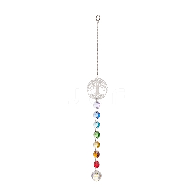 Glass Teardrop Window Hanging Suncatchers HJEW-JM00934-1