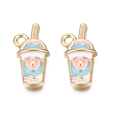 Eco-Friendly Zinc Alloy Milkshake Pendants X-ENAM-R051-16-02G-NR-1