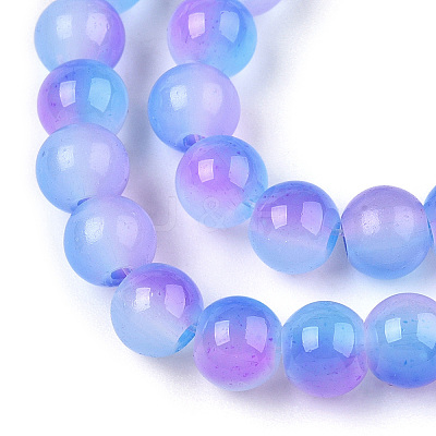 Baking Paint Imitation Jade Glass Round Bead Strands DGLA-N003-6mm-01-1