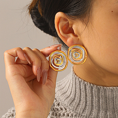 304 Stainless Steel Stud Earrings for Women WG388DD-01-1
