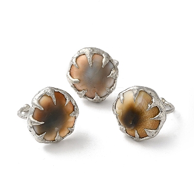 Dyed Natural Shell Eye Open Cuff Ring RJEW-M155-02S-1