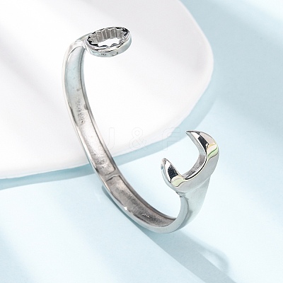 304 Stainless Steel Cuff Bangles for Women Men BJEW-P386-03P-1