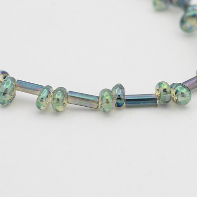 2 Hole Electroplate Glass Oval Bead Strands EGLA-J074-FR01-1
