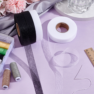 4 Rolls 2 Colors Double-sided Non Woven Fabric Fusing Tape Adhesive Hem Tape DIY-HY0002-88B-1