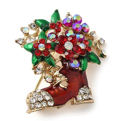 Christmas Alloy Colorful Rhinestone Brooches JEWB-U009-10F-1