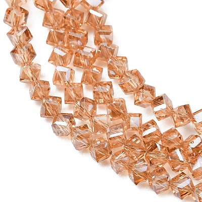 Electroplate Transparent Glass Beads Strands GL-CBA7A17-01A-07-1