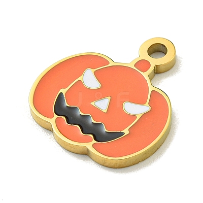 Halloween Theme Ion Plating(IP) 304 Stainless Steel Enamel Charms STAS-M011-03G-1