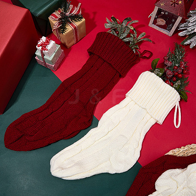 4Pcs 2 Colors Knitted Acrylic Fiber Hanging Stocking Bags AJEW-SP0004-02-1