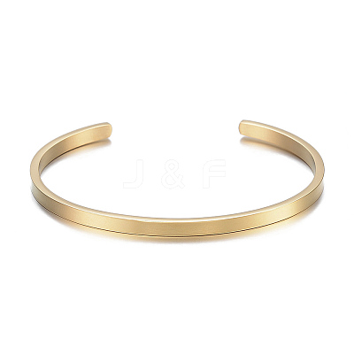 Ion Plating(IP) 304 Stainless Steel Cuff Bangles LS-BJEW-K173-02G-1