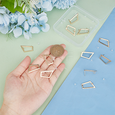 12Pcs Brass Hollow Out Trapezoid Stud Earring Findings KK-BC0011-02-1