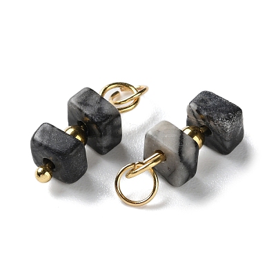 Natural Netstone Cuboid Beaded Pendants STAS-C120-02G-01-1