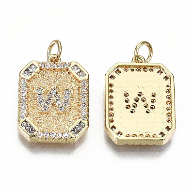 Brass Micro Pave Clear Cubic Zirconia Pendants KK-S356-234W-G-NF-1