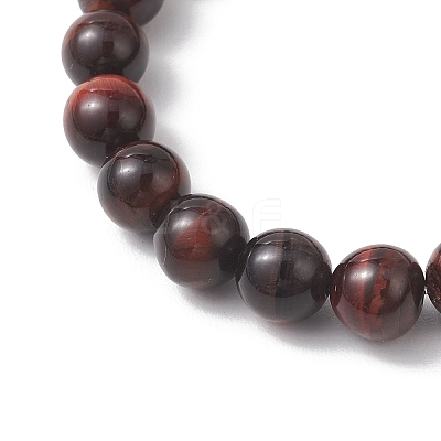 Natural Tiger Eye Round Beads Stretch Bracelets BJEW-JB13370-01-1