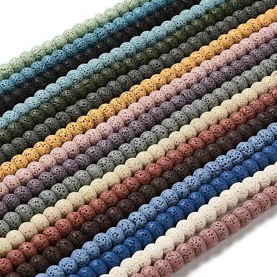 Natural Lava Rock Dyed Beads Strands G-Z036-B01-M-1