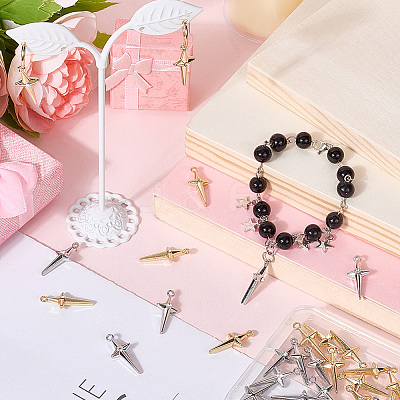 40Pcs 2 Colors Alloy Rhinestone Pendants FIND-SC0016-42-1