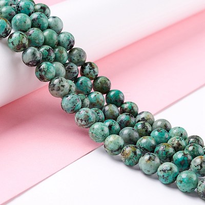 Natural African Turquoise(Jasper) Beads Strands G-E444-47-8mm-1