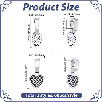 120Pcs 2 Styles Alloy Glue On Flat Pad Pendant Bails FIND-SP0005-10-1