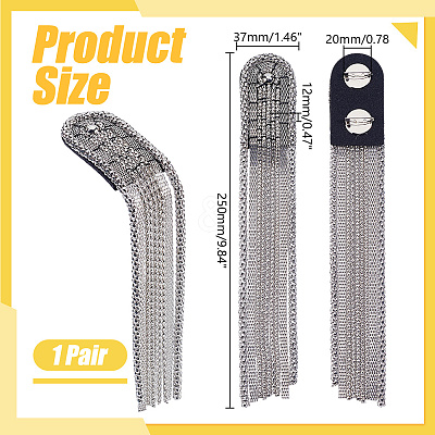 2Pcs Iron Tassel Chain Shoulder Epaulettes DIY-HY0003-58P-1